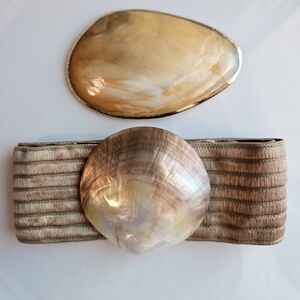 1970 1980 Stretch Belt Shells Tan Small Medium